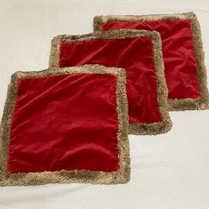 Pottery Barn 3 red velvet pillow covers, very good condition. 20” x 20”